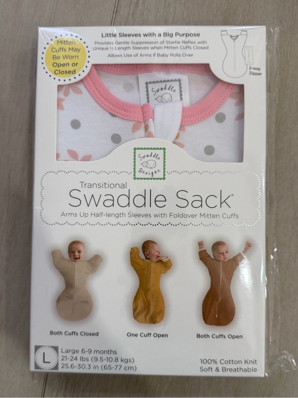 Swaddle Designs Transitional Swaddle Sack in Pink and Gray Dot Floral